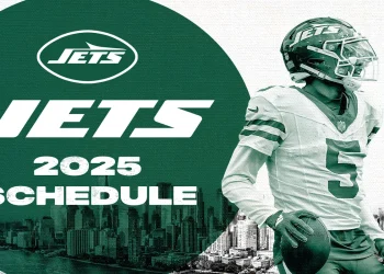 Jets player and image of large helmet